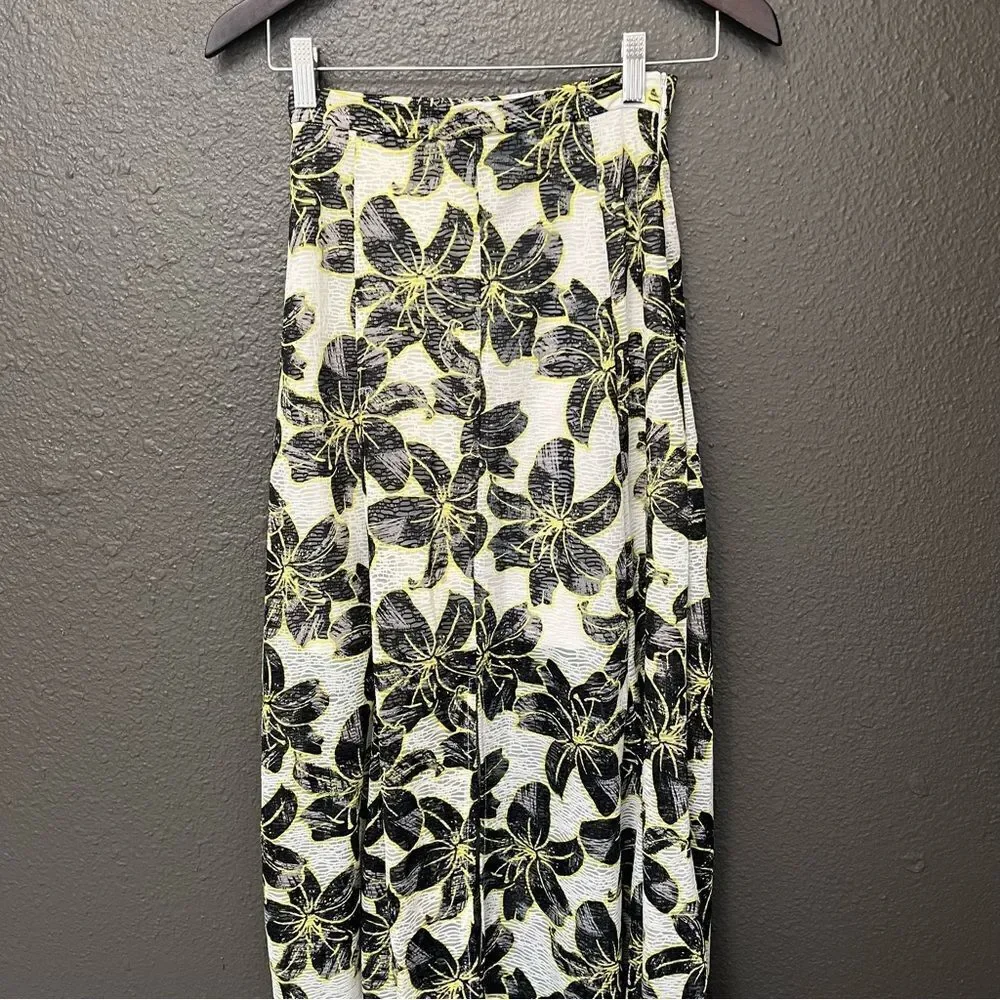 Topshop Outline Hibiscus Maxi Skirt with Front Split NWT US 2